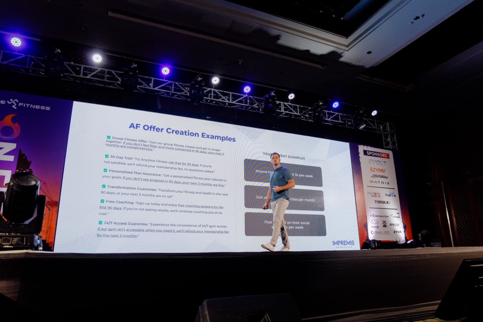 Jordan presenting Impremis Marketing offer creation framework on stage