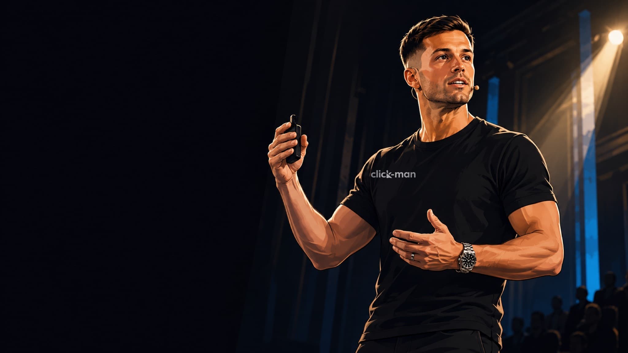 Jordan Glickman speaking on stage at a conference