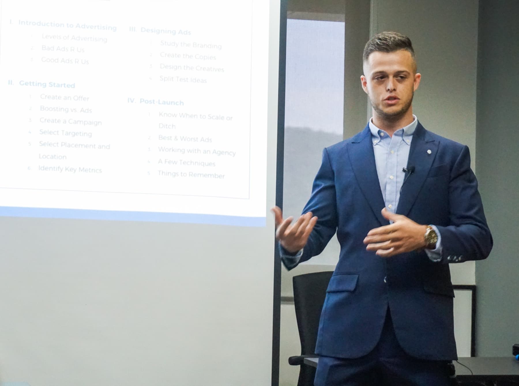 Jordan presenting at a workshop